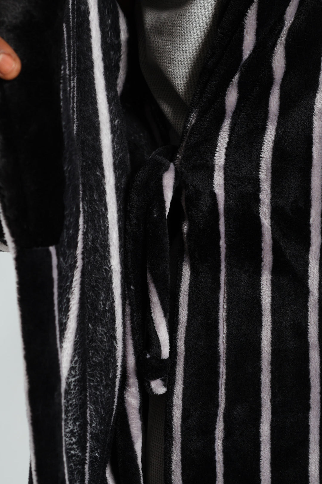 Stripe Hooded Gown - Grey