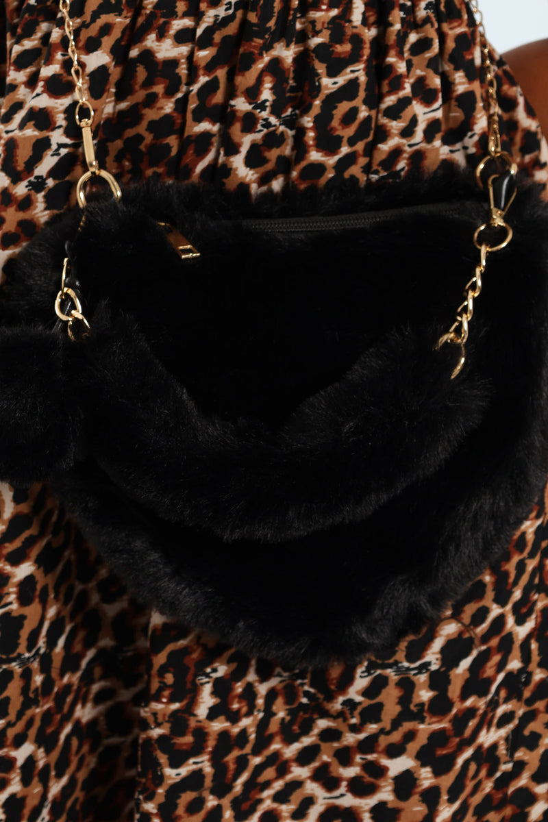 Girls Heart Fur Slingbag - Black