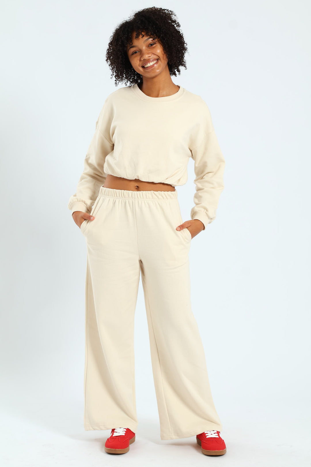 Girls Fleece Bubble Top - Cream