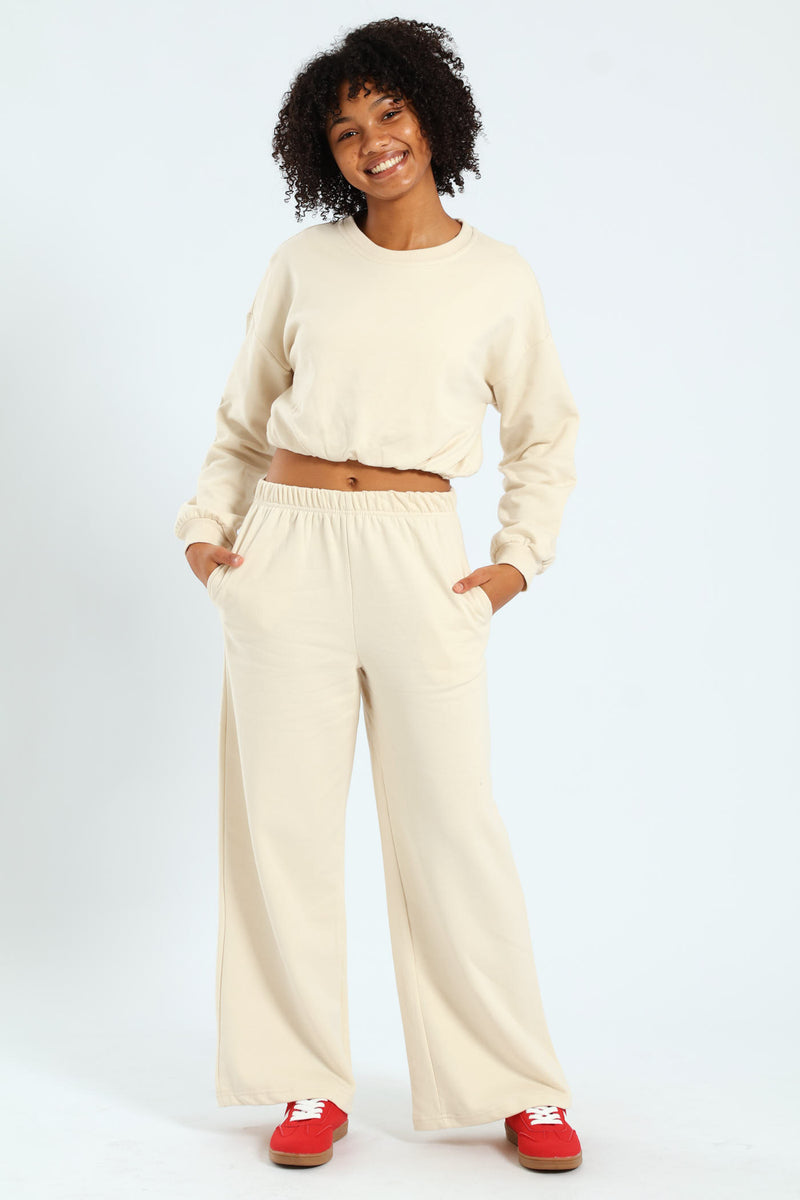 Girls Fleece Bubble Top - Cream