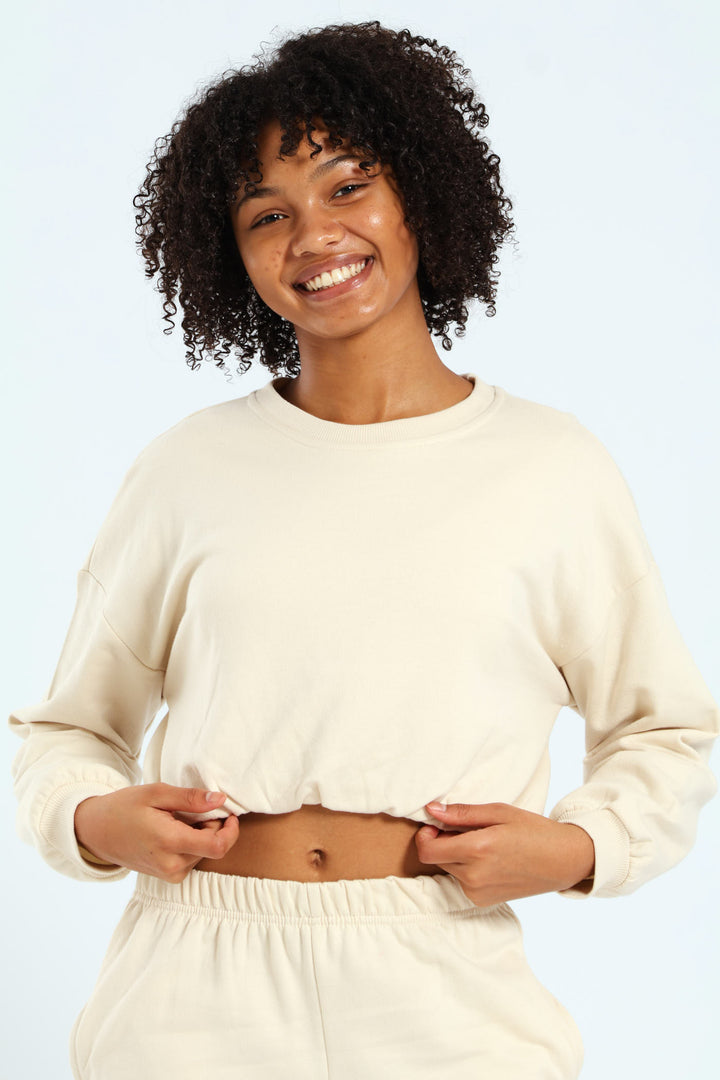 Girls Fleece Bubble Top - Cream