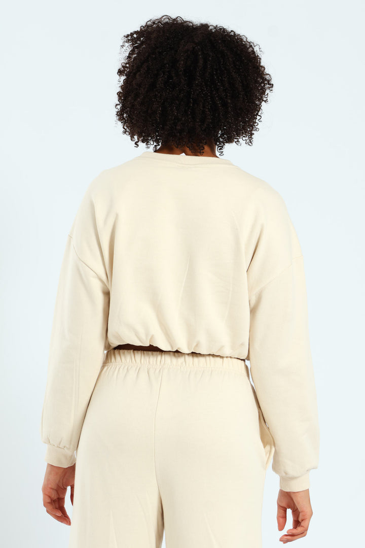 Girls Fleece Bubble Top - Cream