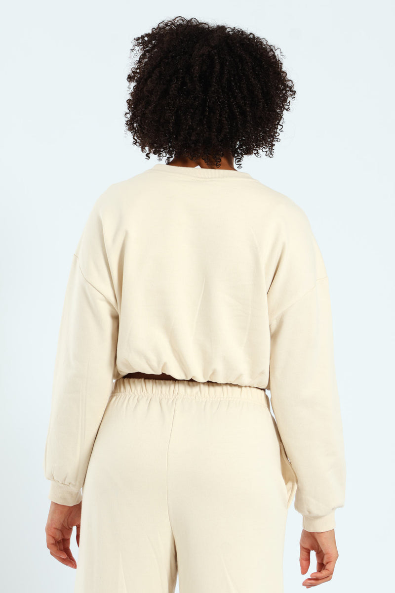 Girls Fleece Bubble Top - Cream