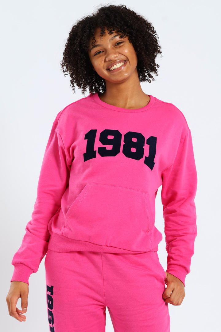 Girls Oversized Fleece Top - Cerise