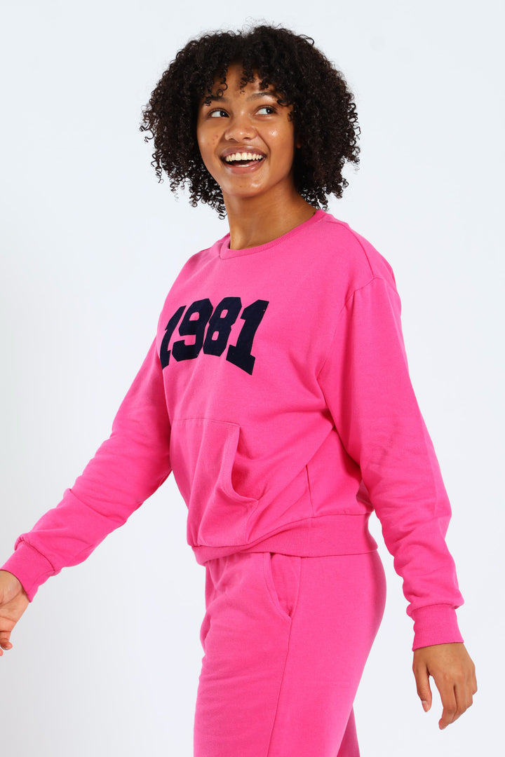 Girls Oversized Fleece Top - Cerise