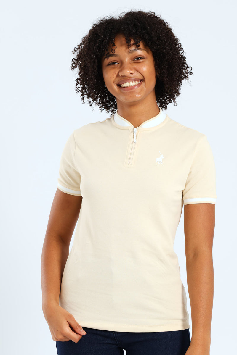 Girls Hailey Zip Golfer - Sand