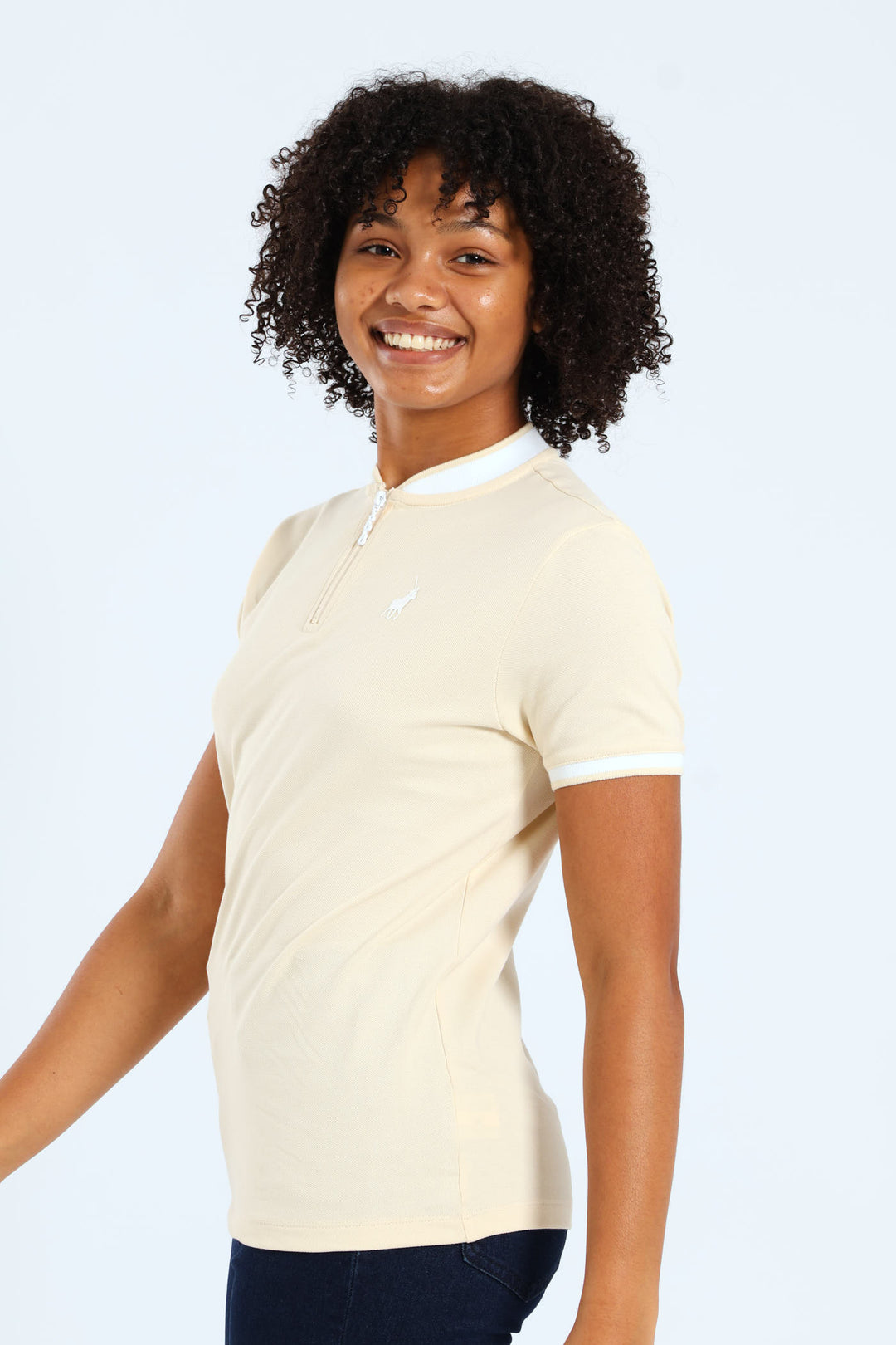 Girls Hailey Zip Golfer - Sand