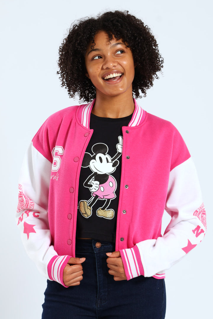 Girls Baseball Jacket - Pink