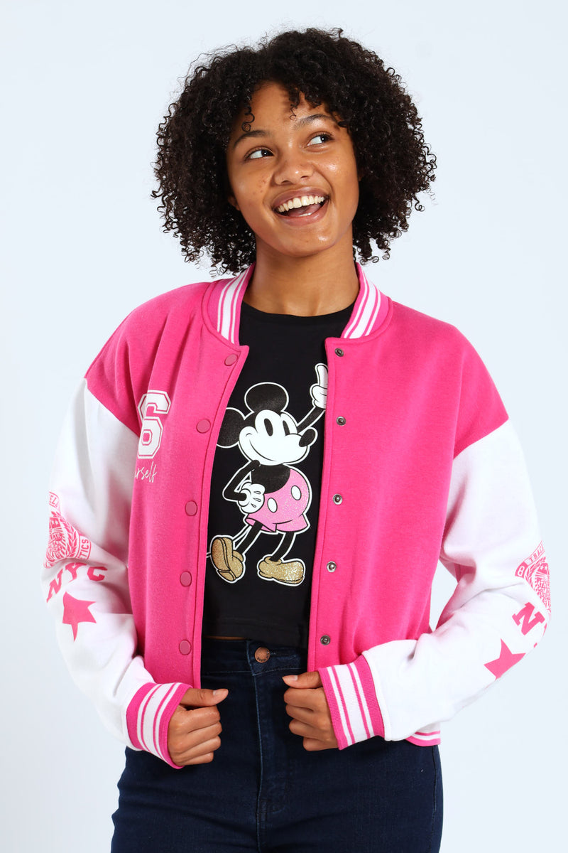 Girls Baseball Jacket - Pink