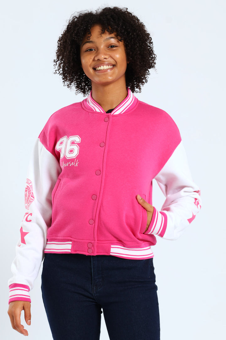 Girls Baseball Jacket - Pink