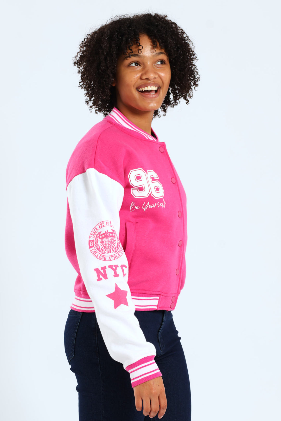 Girls Baseball Jacket - Pink