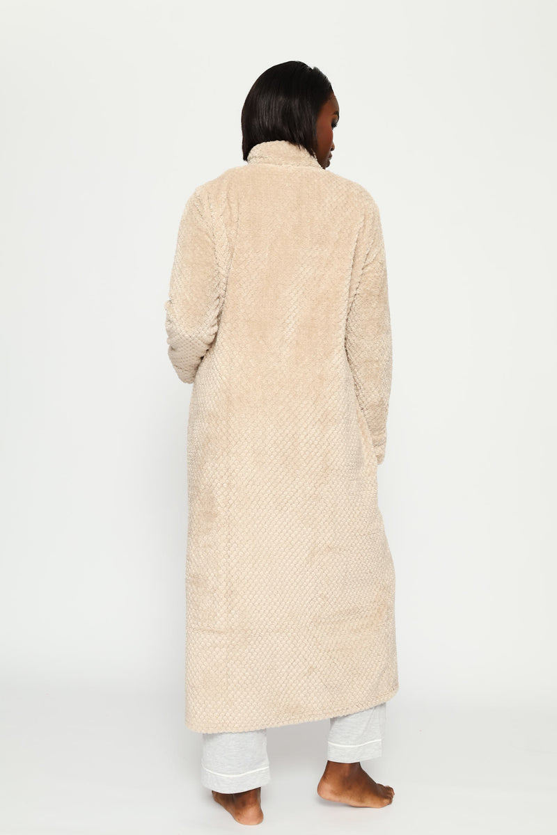 Zip Through Waffle Gown - Natural