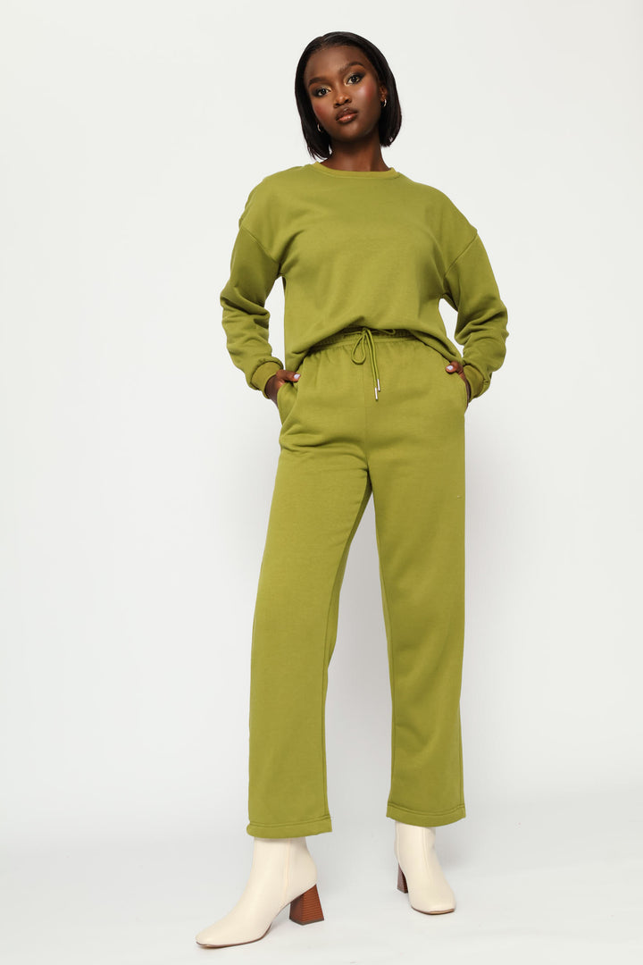 Long Sleeve Plain Pullover - Chartreuse