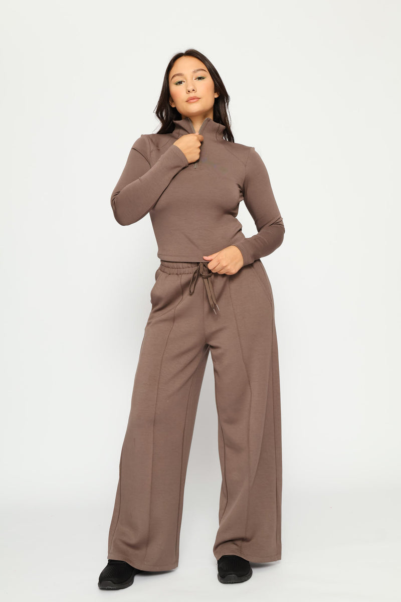 Soft Touch Quarter Zip Top - Mocha