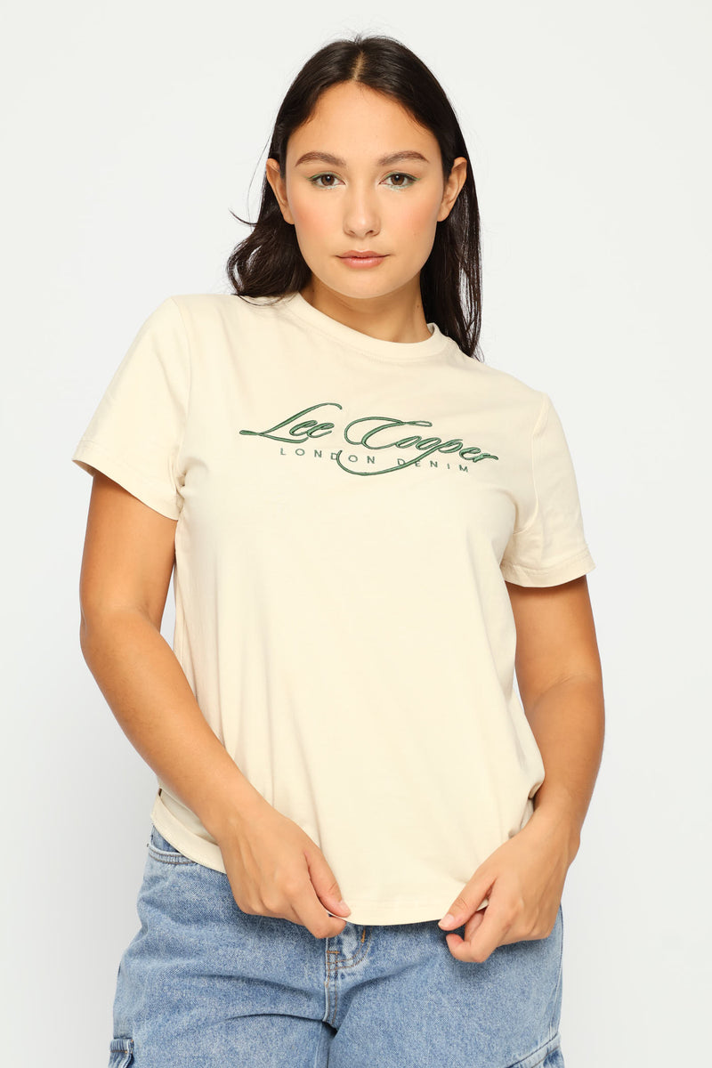 Embroidered Tee - Cream