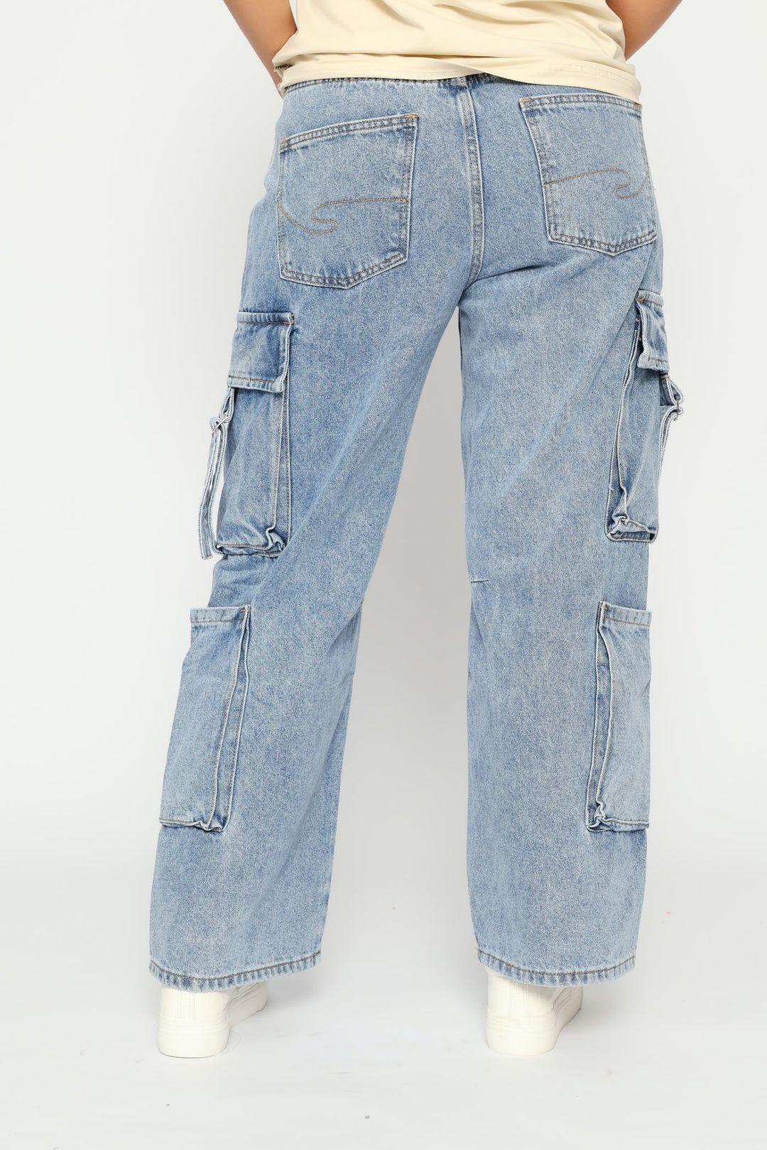 Wideleg Cargo Denim - Light Indigo