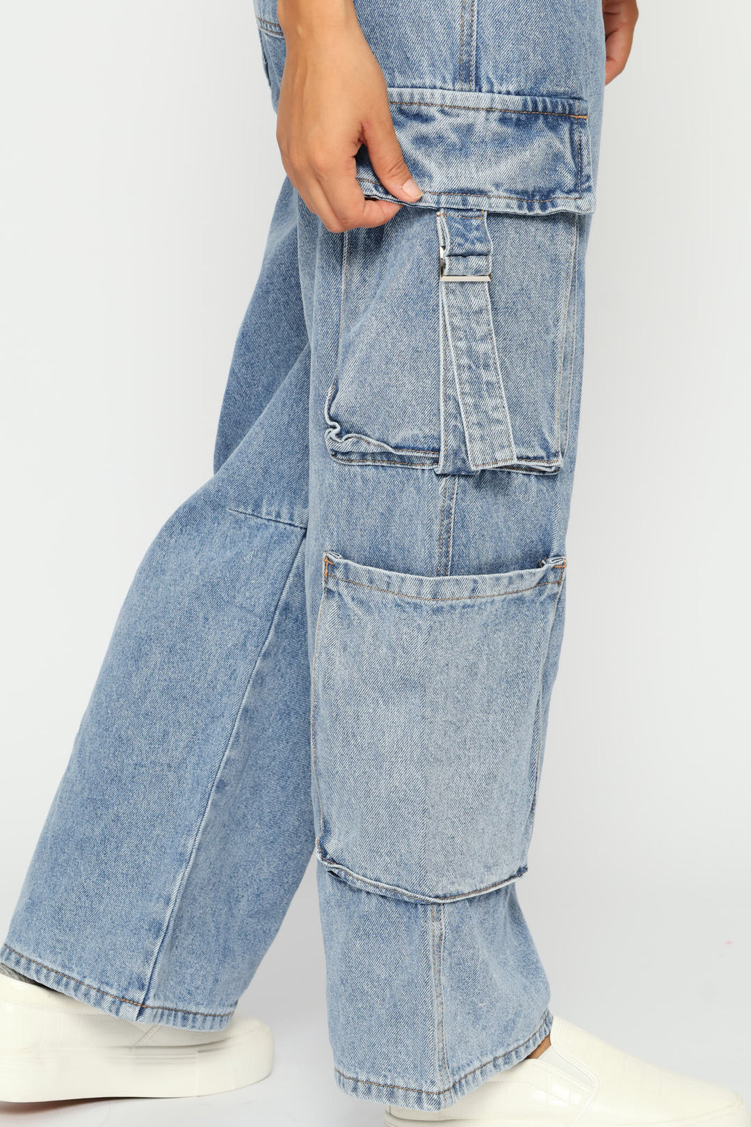 Wideleg Cargo Denim - Light Indigo