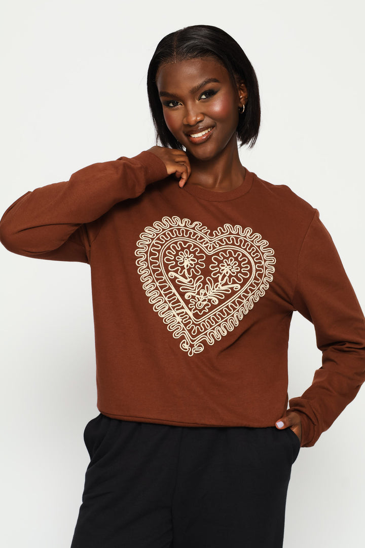 Cornelli Heart Pullover - Chocolate