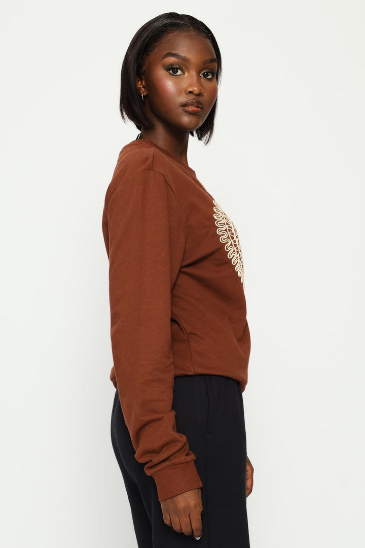 Cornelli Heart Pullover - Chocolate