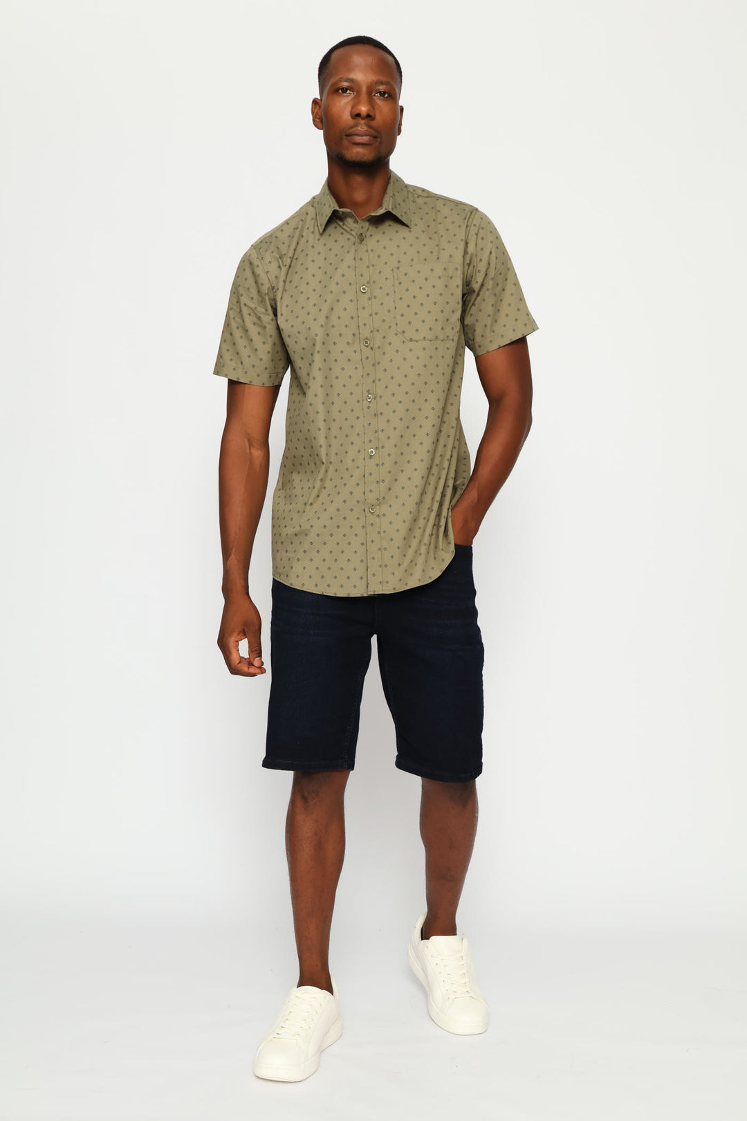 4 Seasons Print Regular Shirt - Fatigue