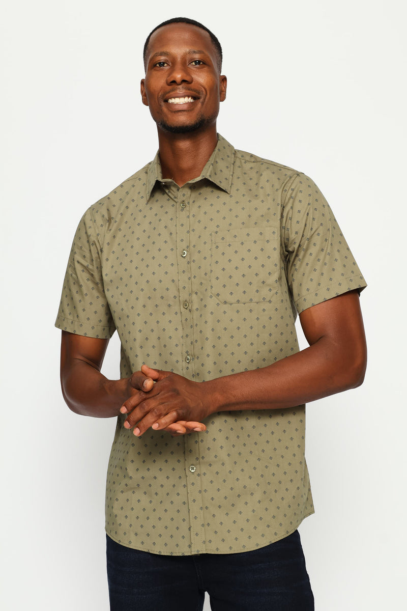 4 Seasons Print Regular Shirt - Fatigue