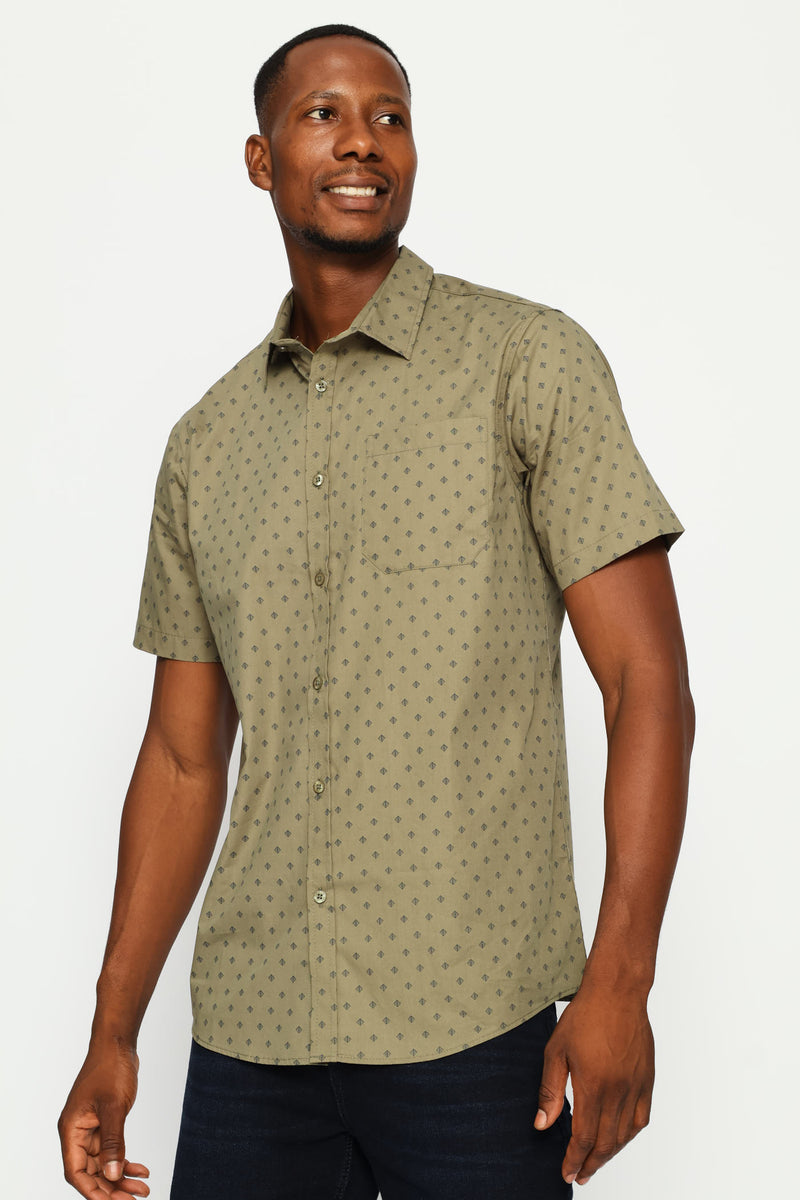 4 Seasons Print Regular Shirt - Fatigue