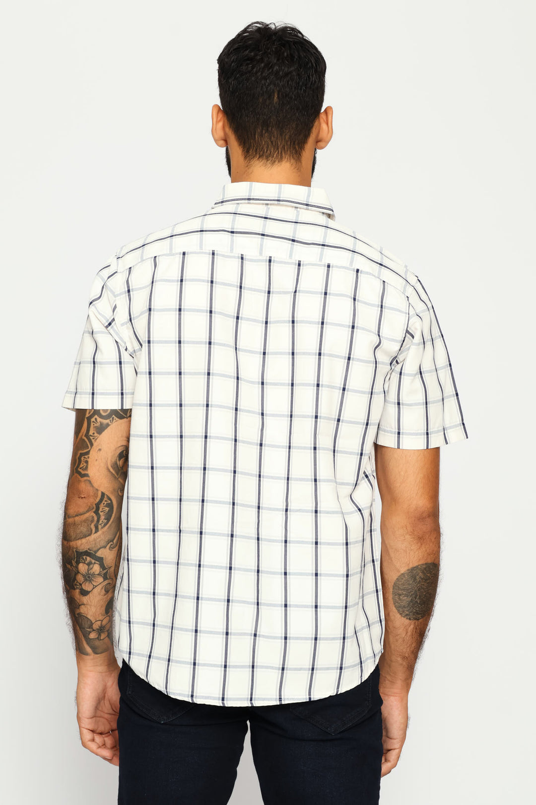 Button Down Check Shirt - Ecru/Navy