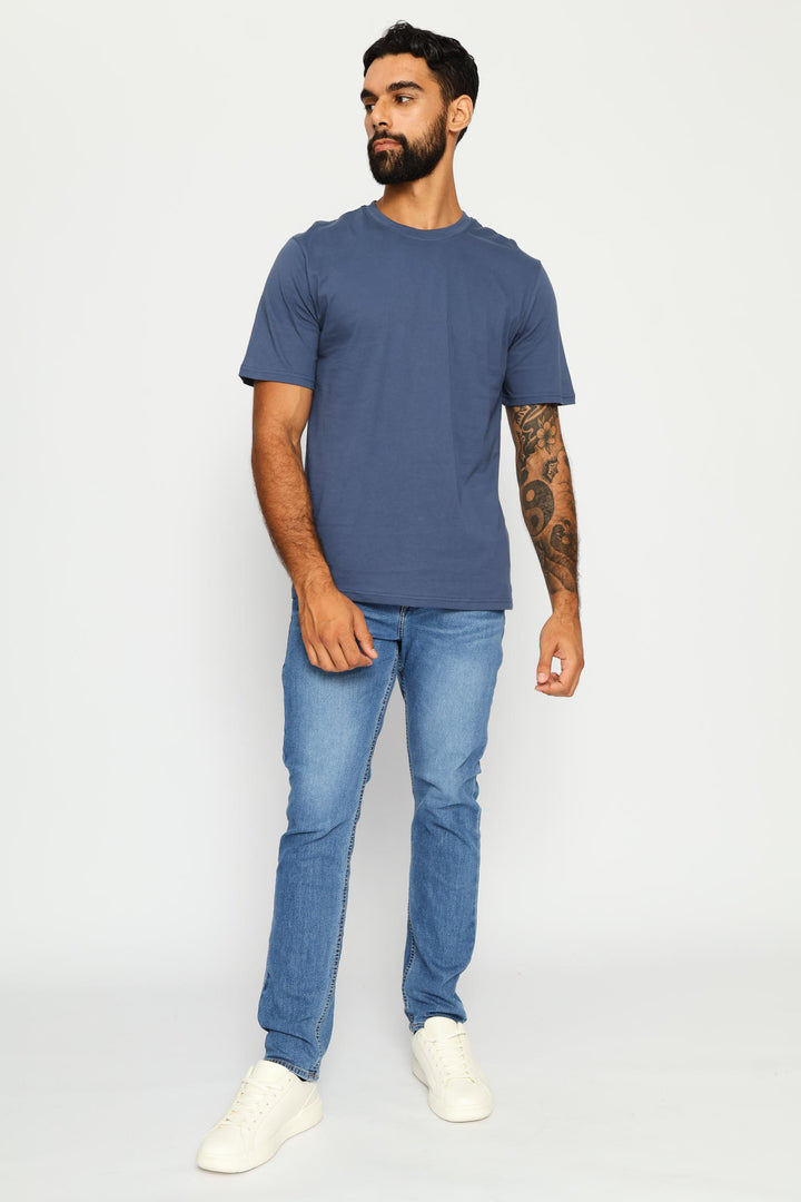 Plain Crew Tee - Steel Blue