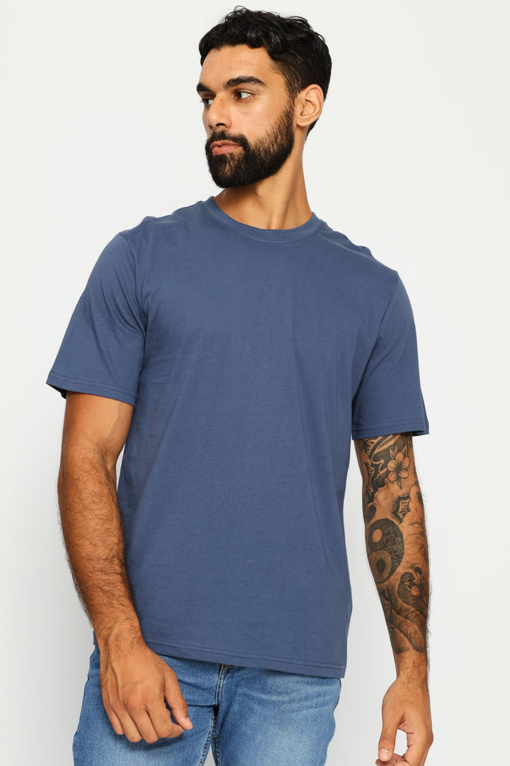 Plain Crew Tee - Steel Blue