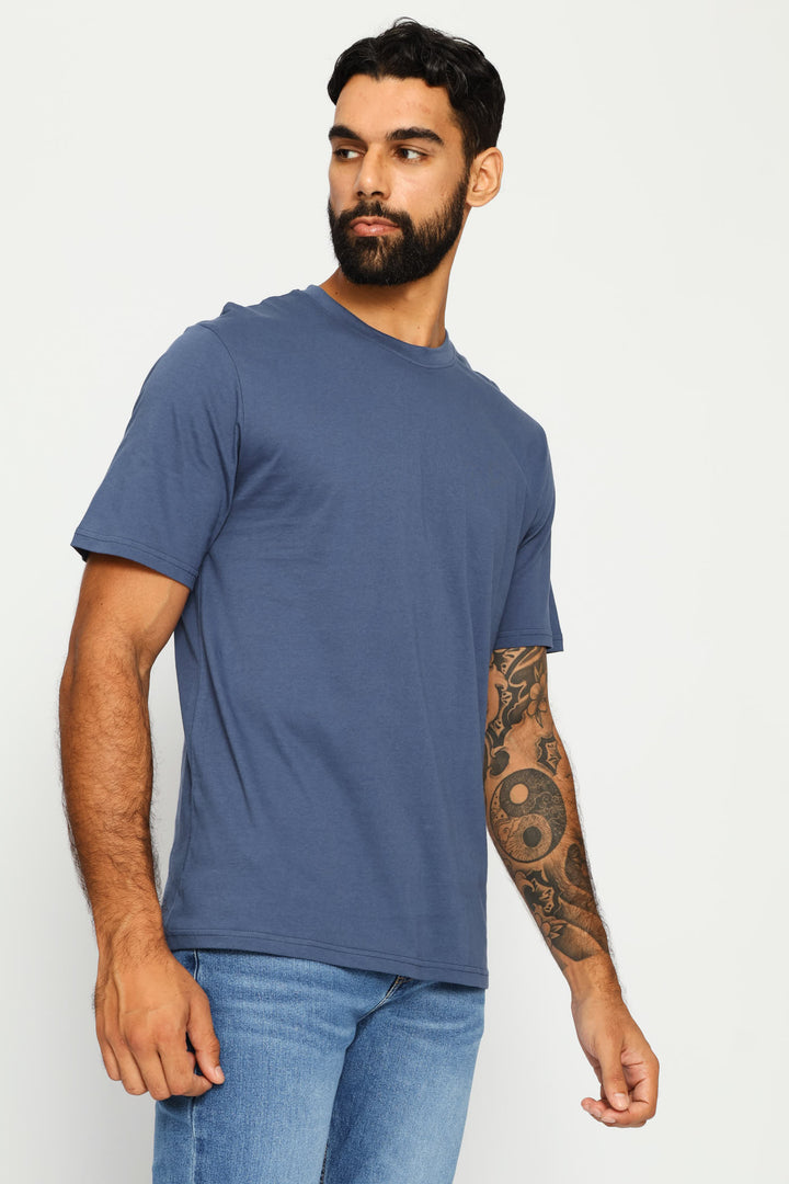 Plain Crew Tee - Steel Blue