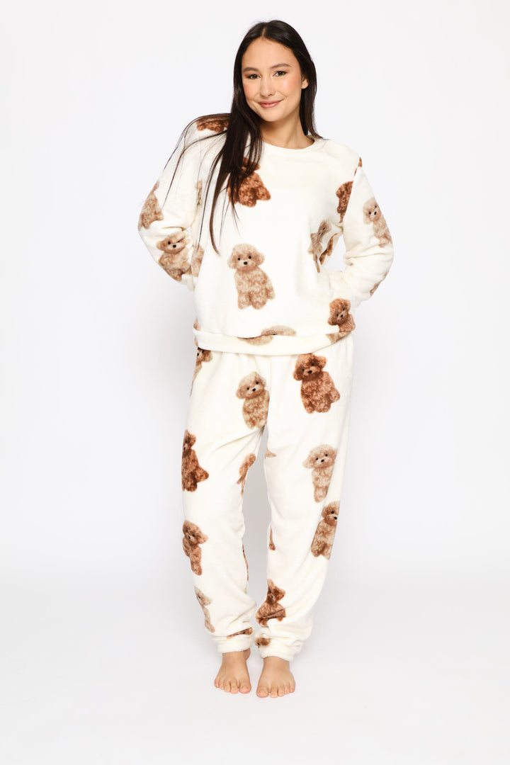 Cosy Labradoodle Top & Jogger Set - Cream