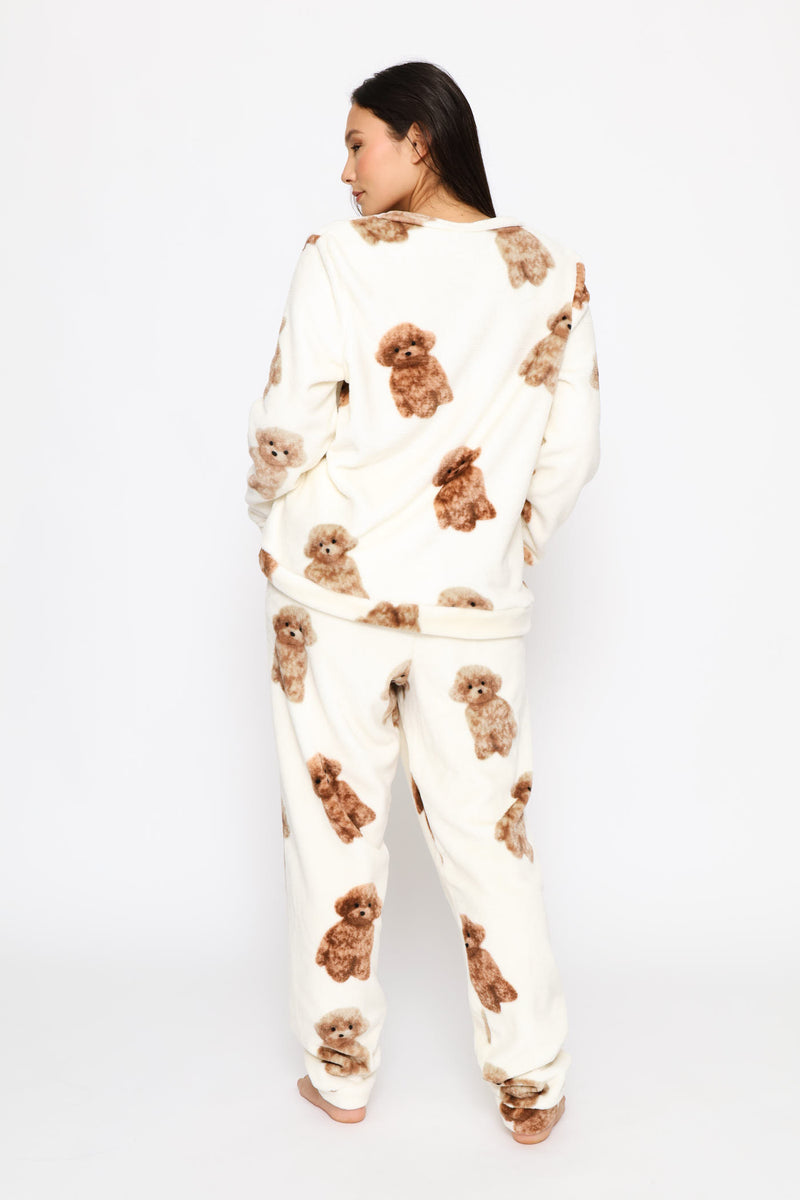 Cosy Labradoodle Top & Jogger Set - Cream