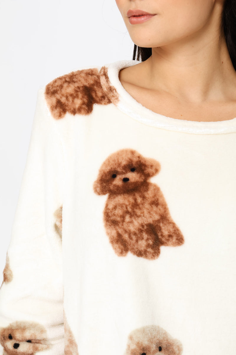Cosy Labradoodle Top & Jogger Set - Cream