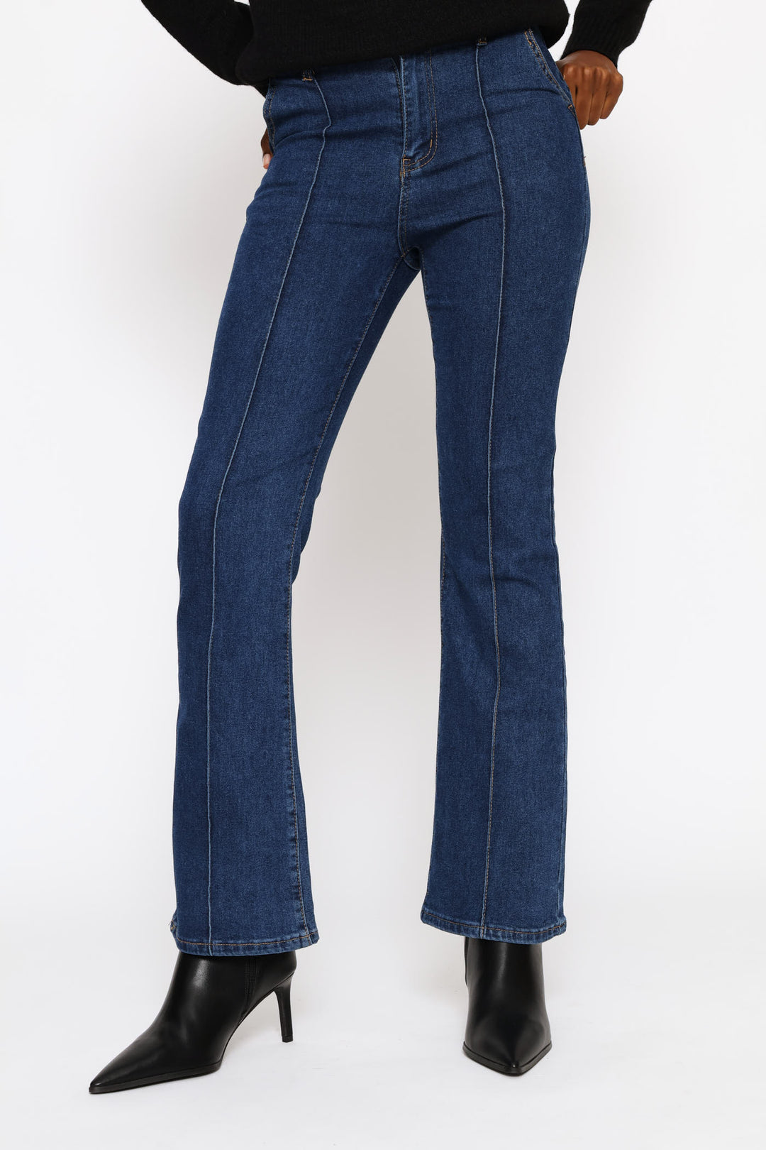Hi-Rise Pinched Seam Boot Leg Jean - Medium Wash