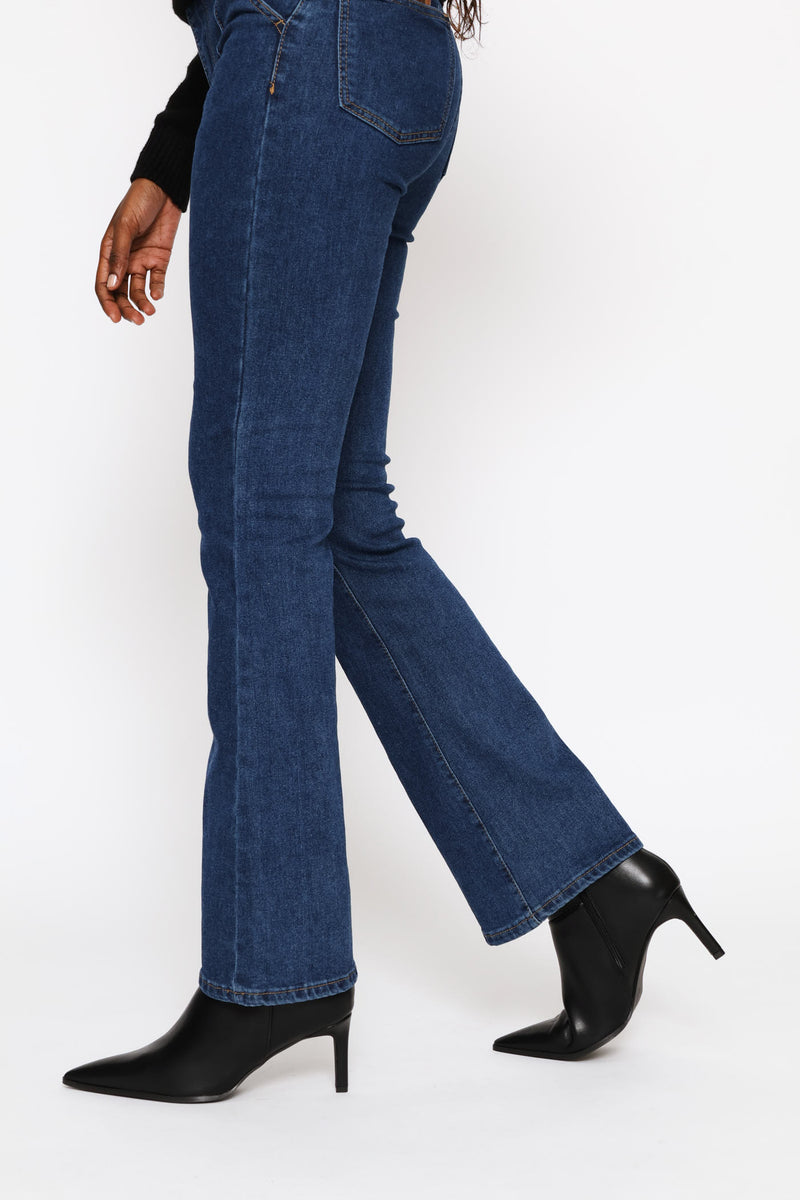 Hi-Rise Pinched Seam Boot Leg Jean - Medium Wash