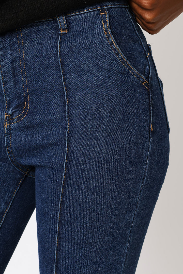 Hi-Rise Pinched Seam Boot Leg Jean - Medium Wash