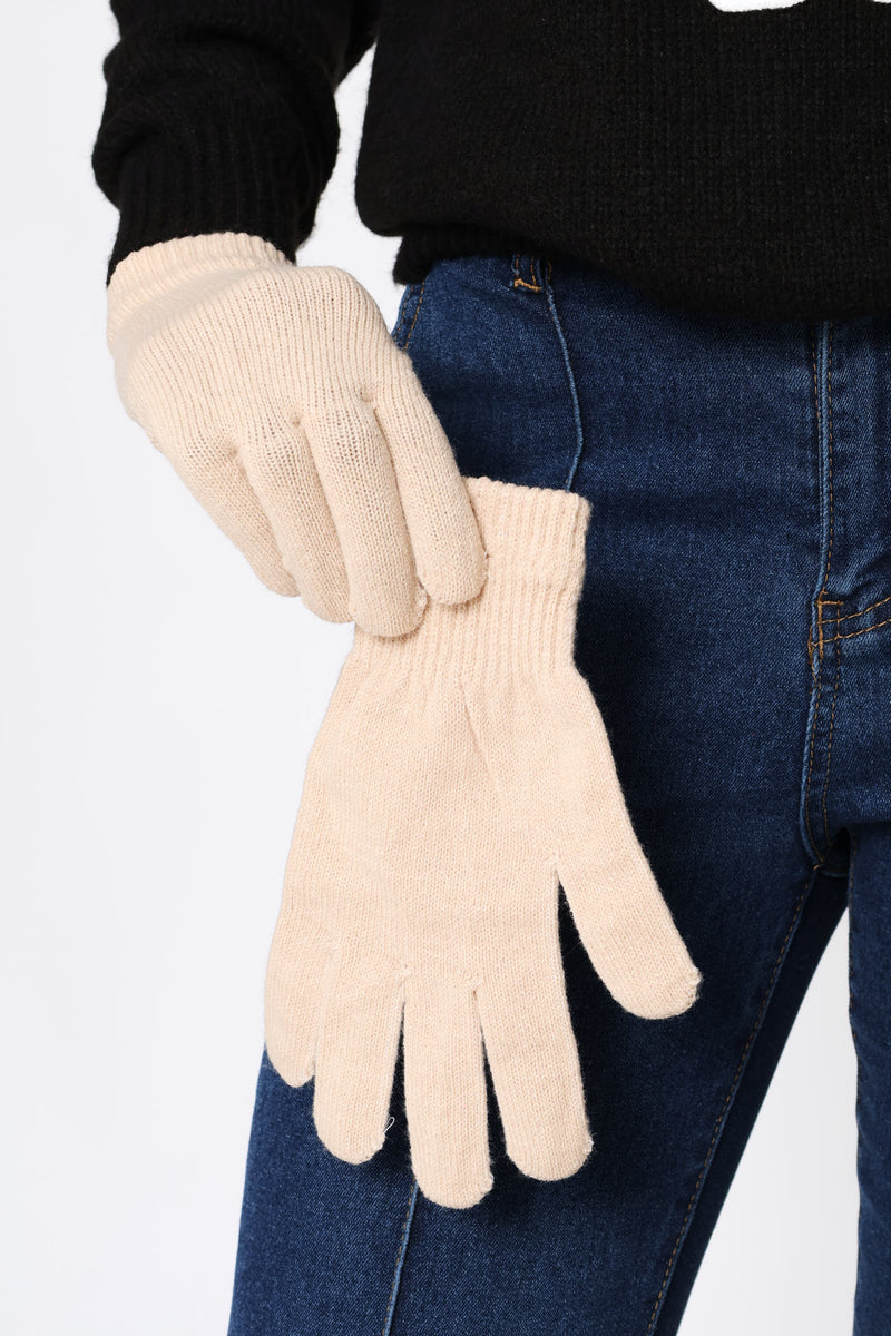 Turn Up Beanie & Glove Set - Oatmeal