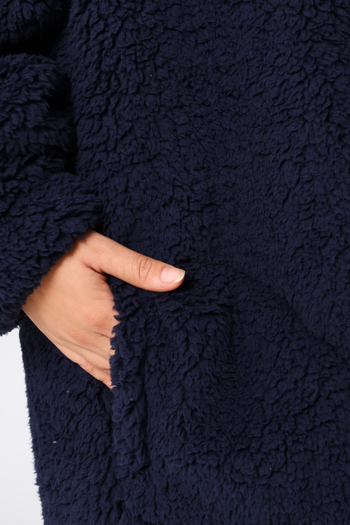 Ladies Oversized Zip Through Sherpa Gown - Navy – Edgars