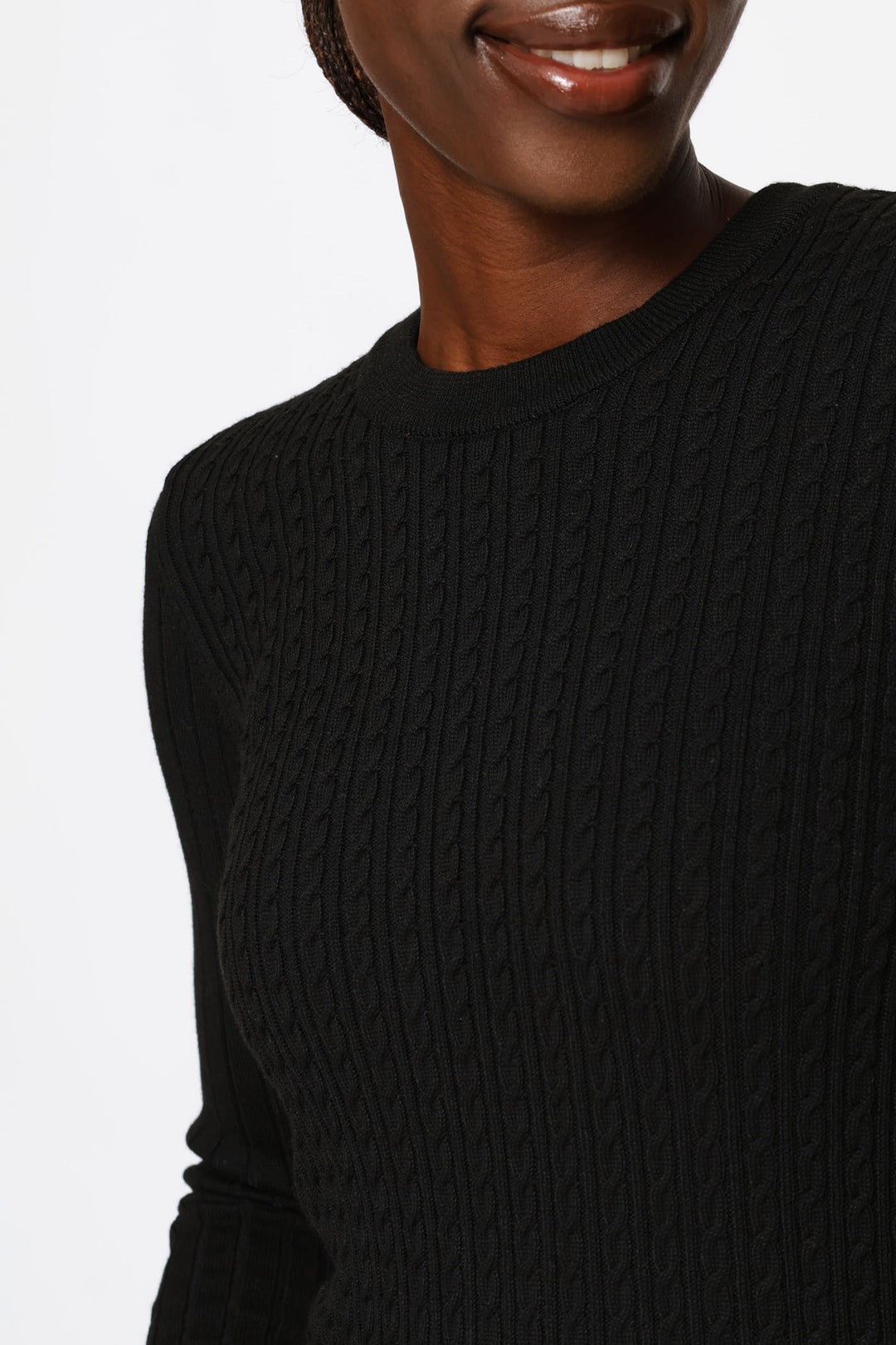 Plain Cable Pullover - Black