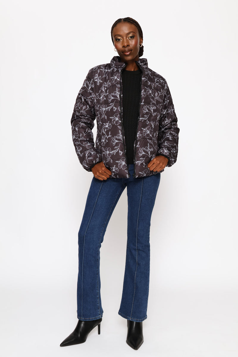 Classic Puffer Jacket - Black/White