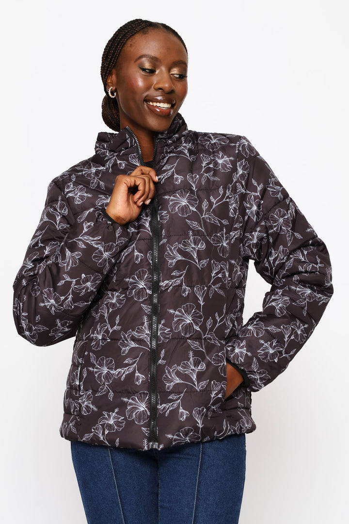 Classic Puffer Jacket - Black/White