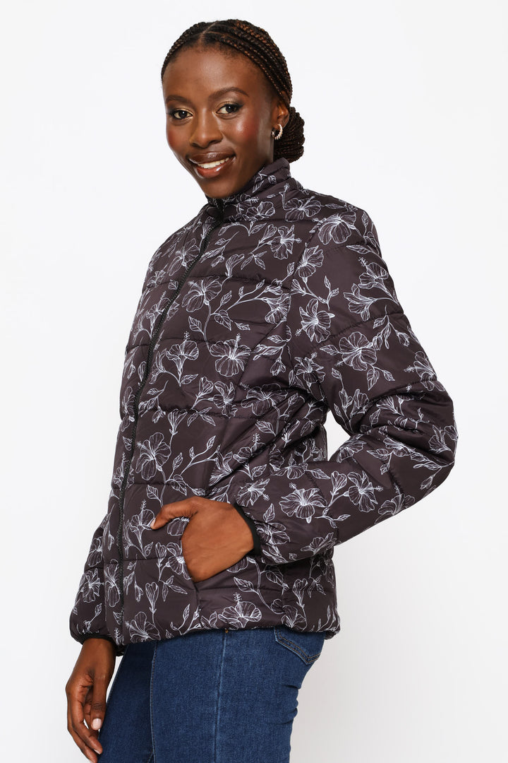 Classic Puffer Jacket - Black/White
