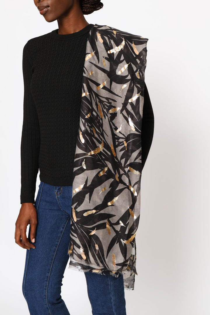 Foil Print Scarf - Black