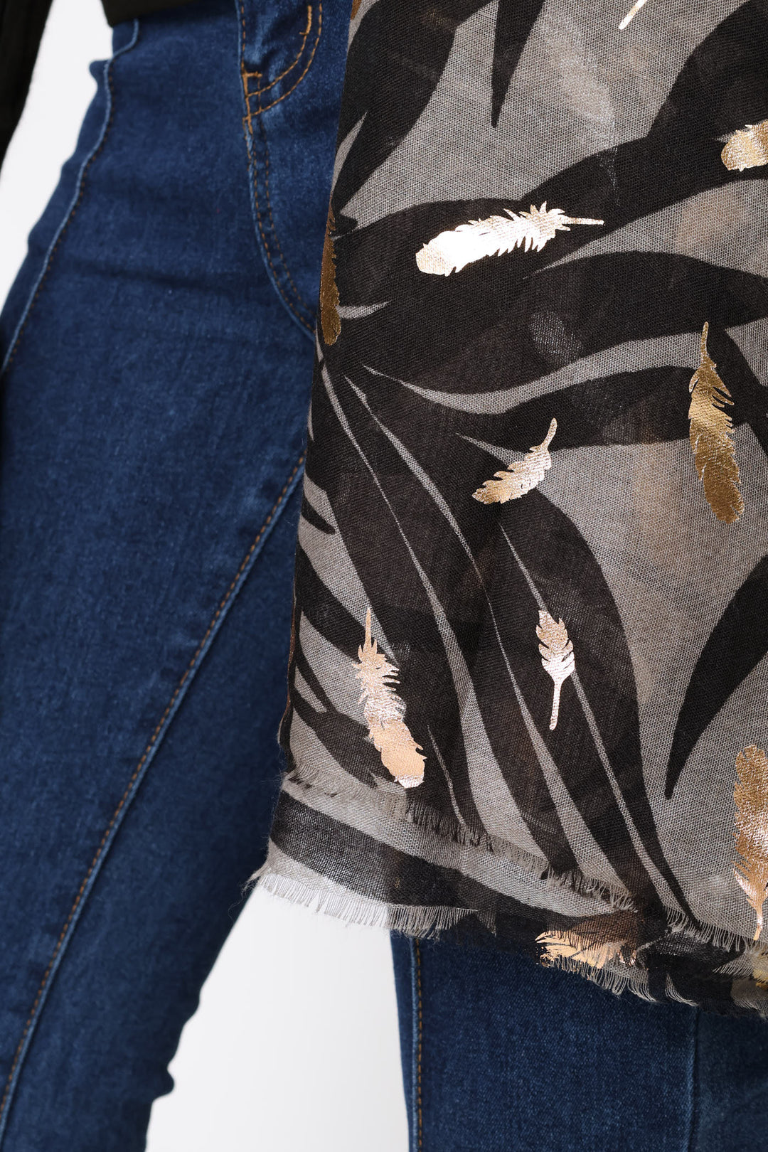 Foil Print Scarf - Black