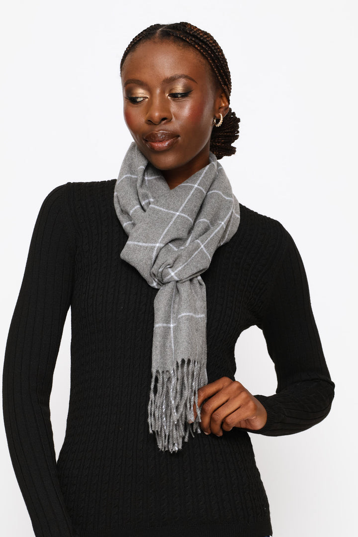 Check Scarf - Grey Melange