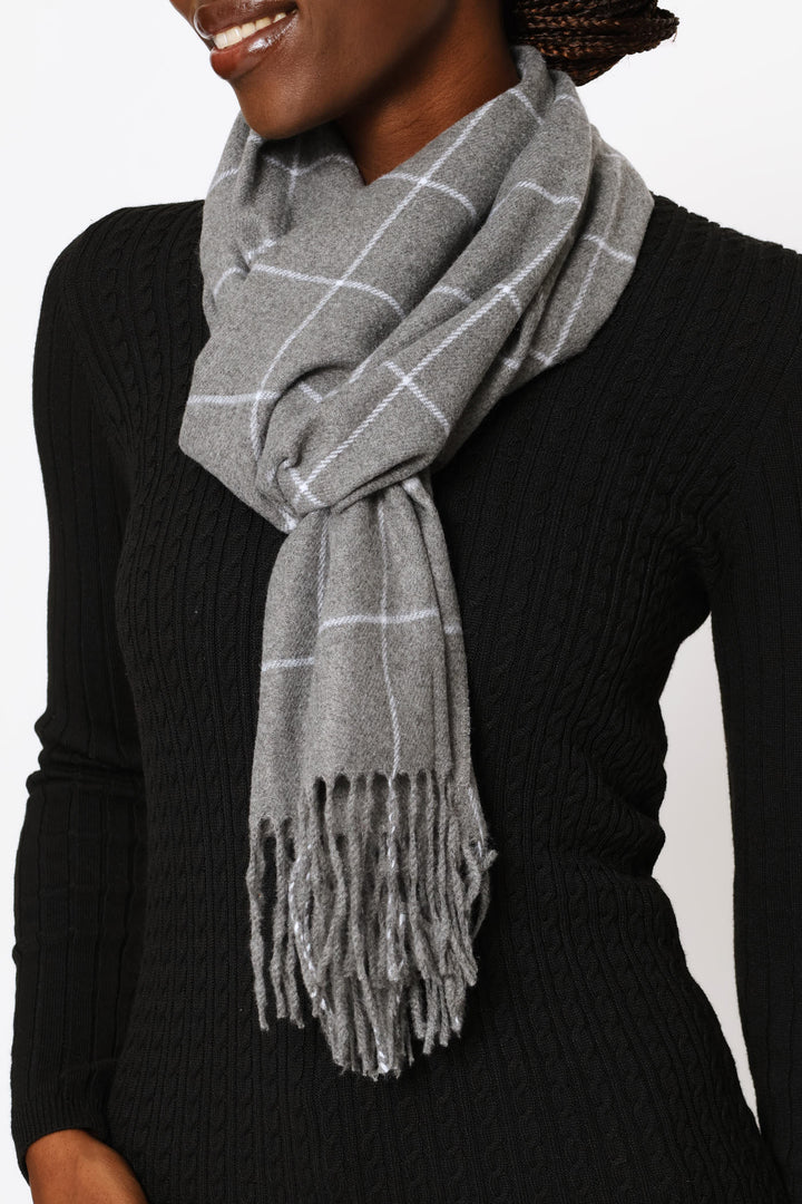 Check Scarf - Grey Melange