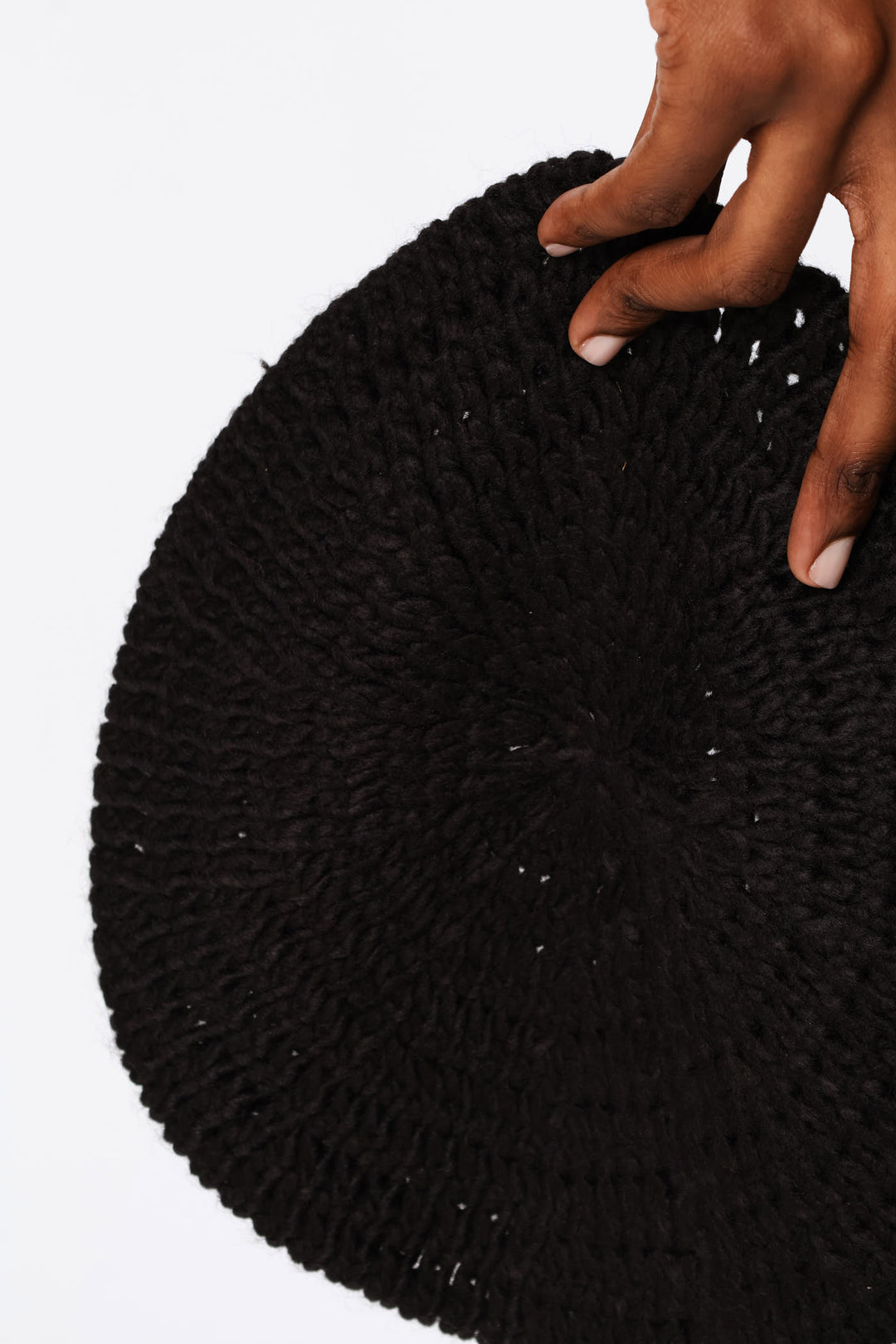 Chunky Knitted Beret - Black