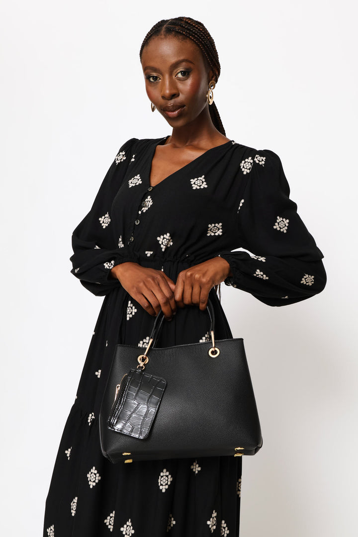 Tote With Detachable Purse - Black