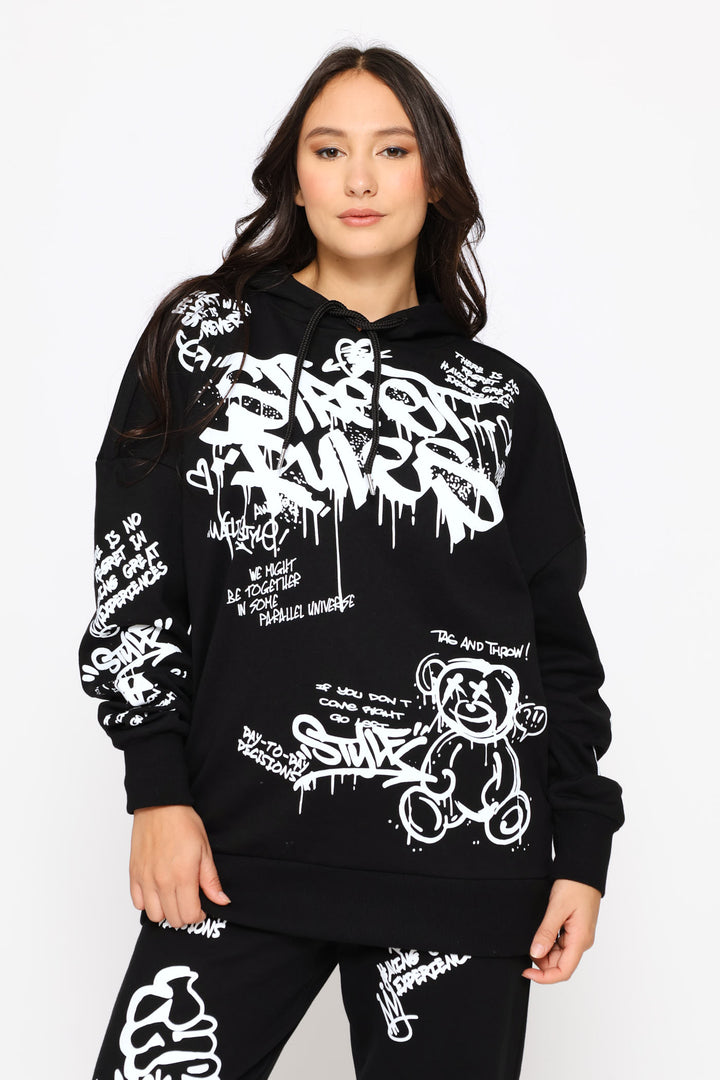 Street Rules Oversized Hoody - Black
