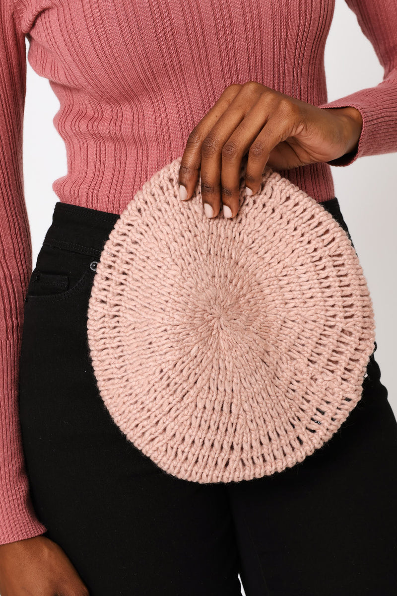Chunky Knitted Beret - Mauve